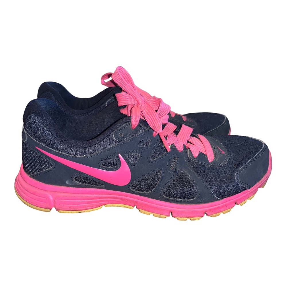 NIKE - Woman's Revolution 2 Hot Pink & Neon Yellow Bright Sneakers size : 8.5
